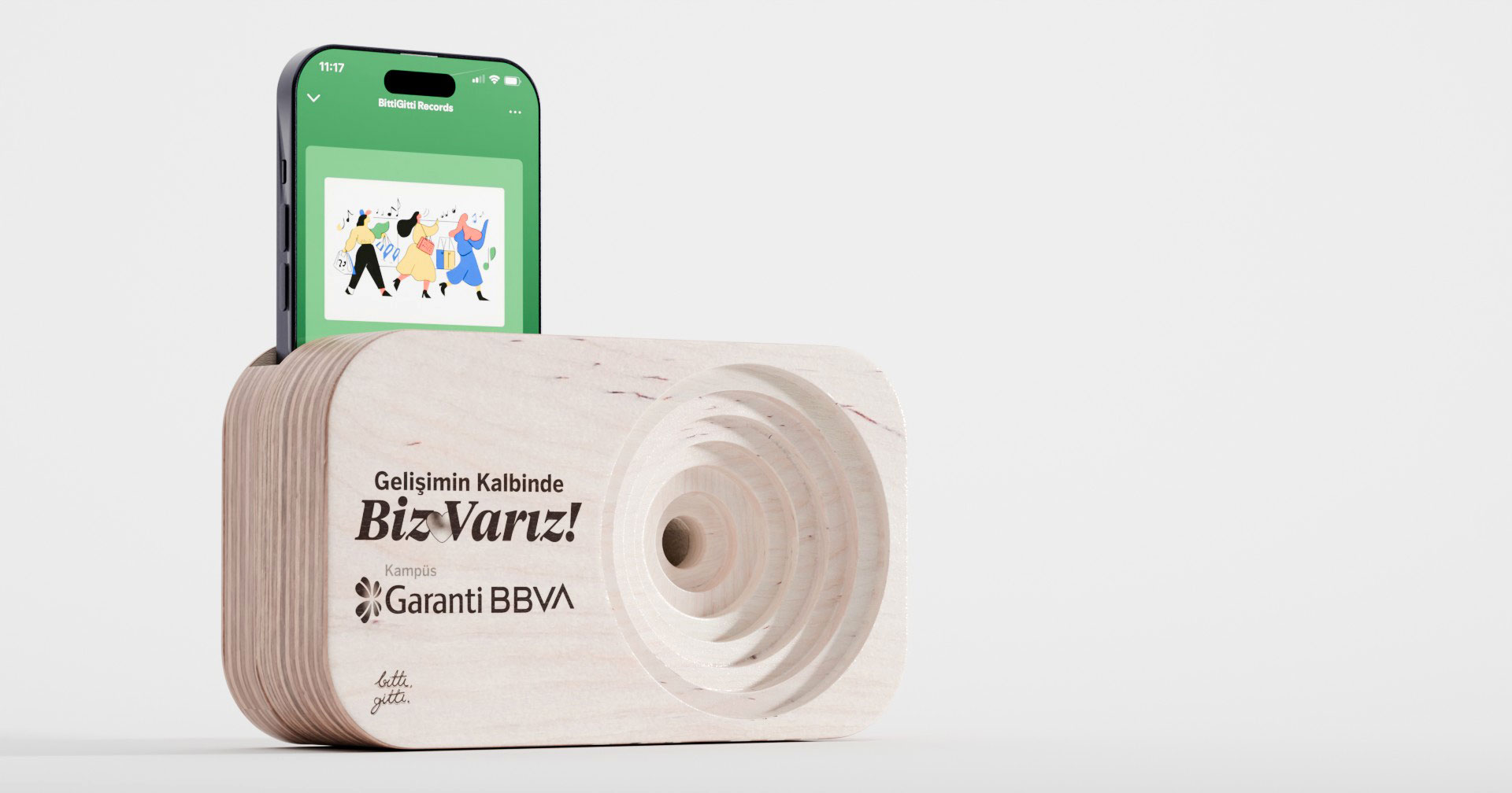 Ham Halde Lazer Gravürlü Ahşap Ses Sistemi